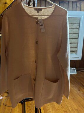 Ivory, J Crew Knit jacket in size Large